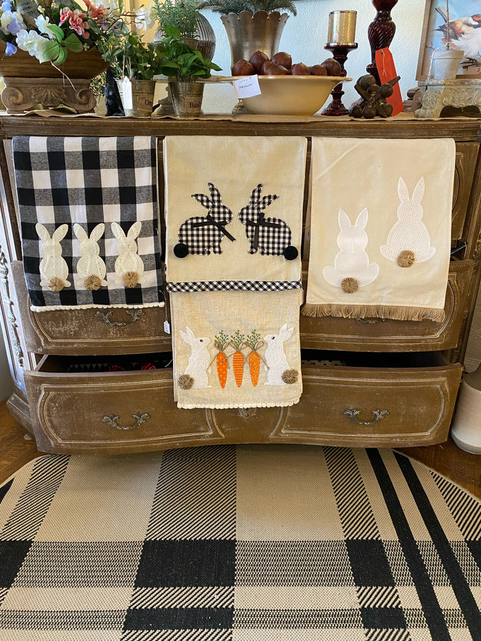 Bunnies with Patterned Carrots Table Runner Easter
