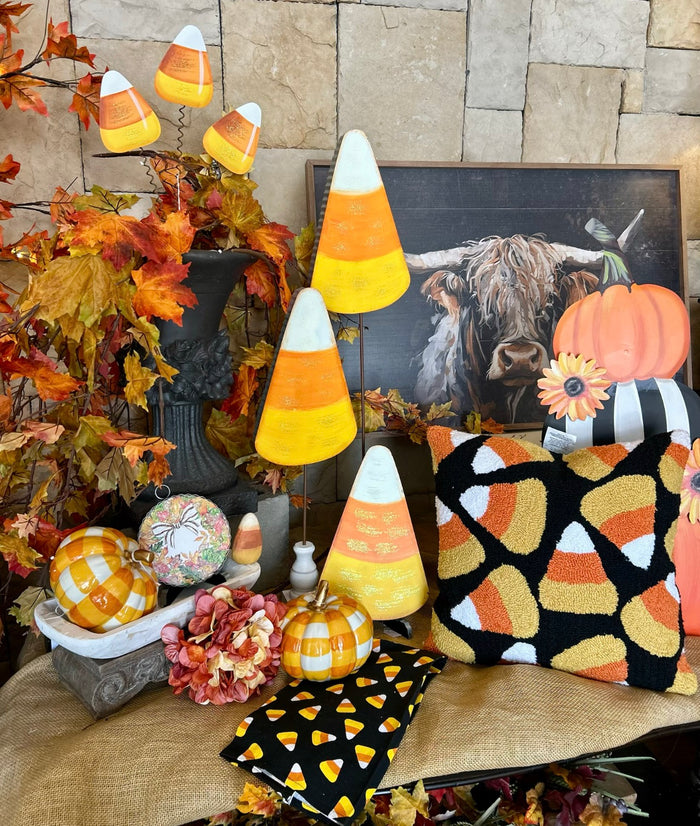 Candy Corn Hook Pillow 18”x18”