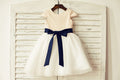 Cap Sleeves Blush Pink Sequin Ivory Tulle Flower Girl Dress