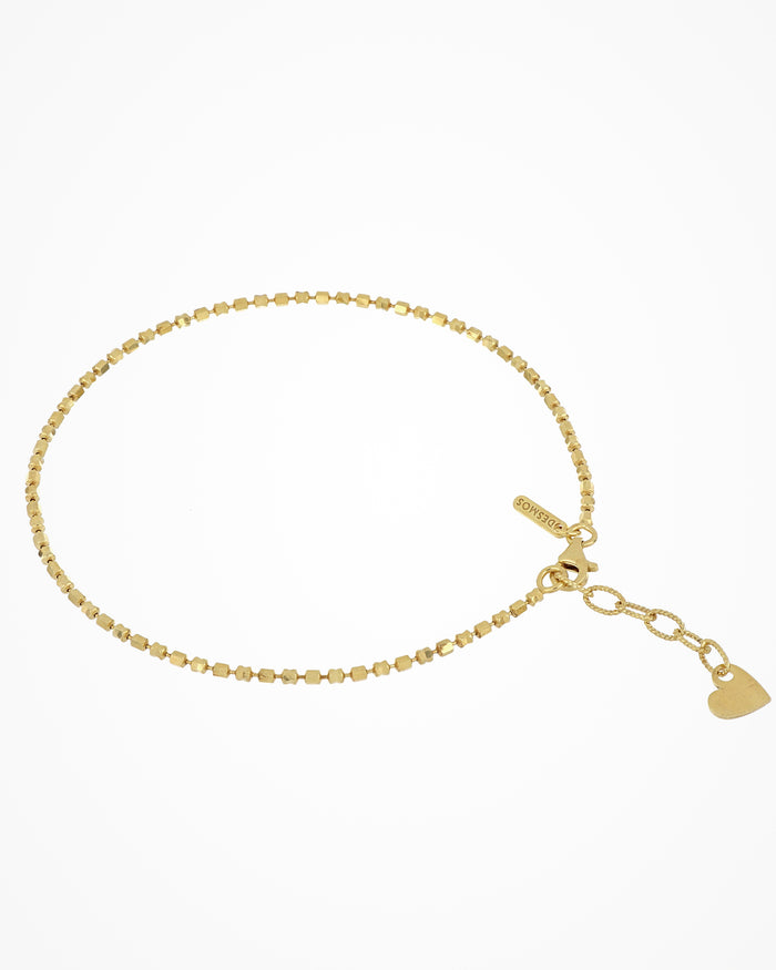 Cavigliera in argento Design Mirror placcato oro giallo e finale a cuore