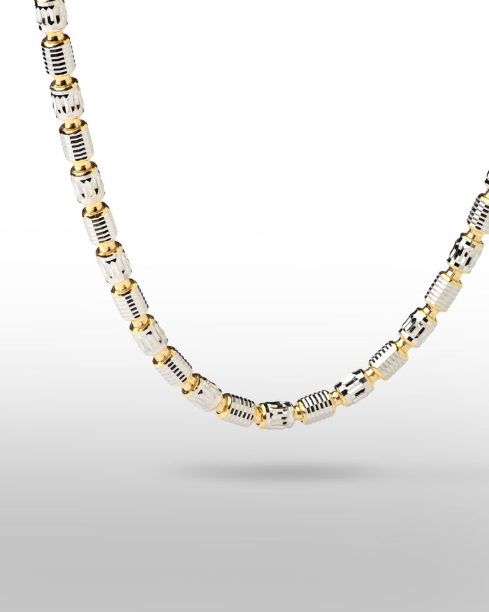 Collana in argento bicolore Barrel Pioneer placcata rodio e oro giallo
