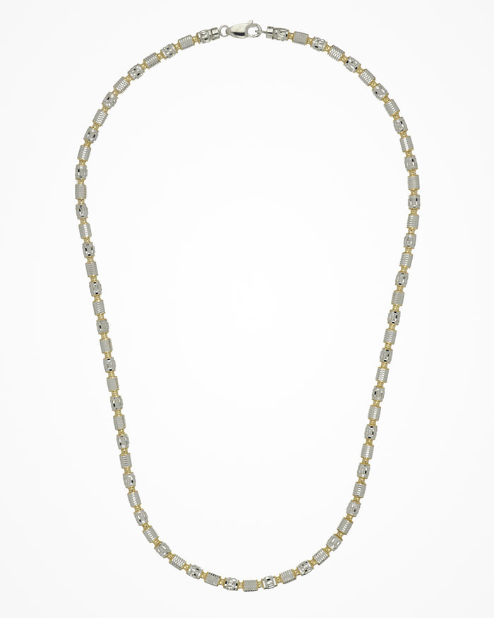 Collana in argento bicolore Barrel Pioneer placcata rodio e oro giallo