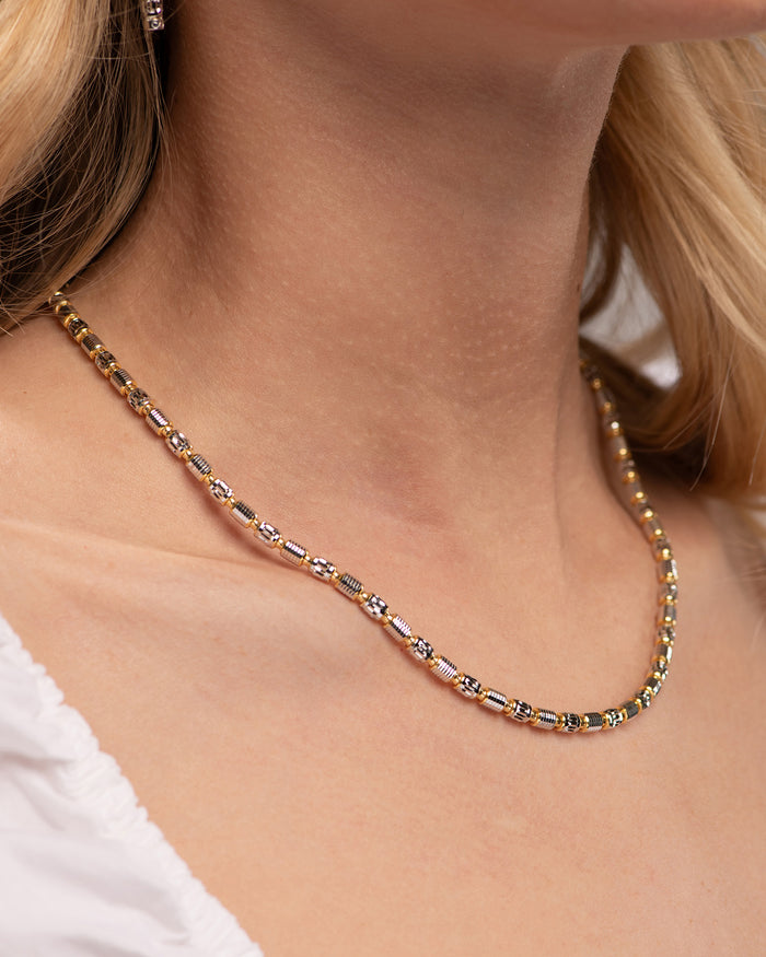 Collana in argento bicolore Barrel Pioneer placcata rodio e oro giallo