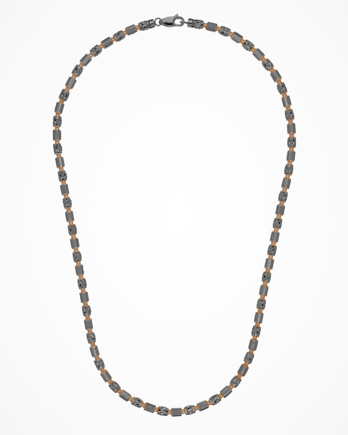 Collana in argento bicolore Barrel Pioneer placcata gun metal e oro rosa