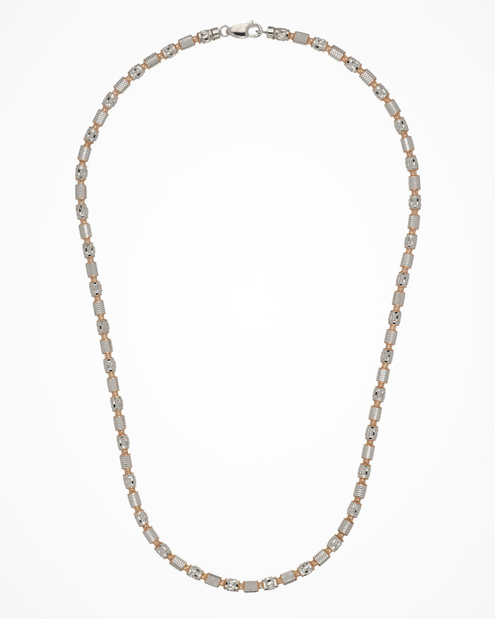 Collana in argento bicolore Barrel Pioneer placcata rodio e oro rosa