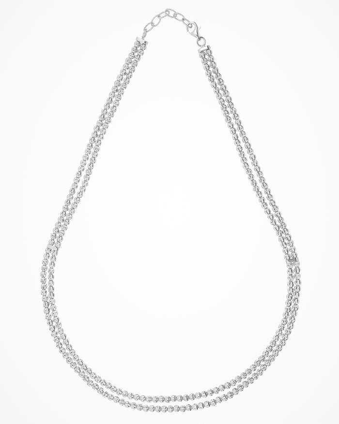 Collana in argento Crystal a 2 file small placcata rodio