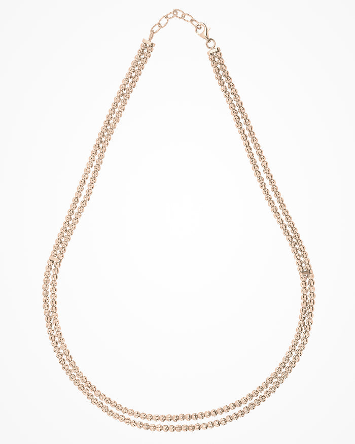 Collana in argento Crystal a 2 file small placcata oro rosa
