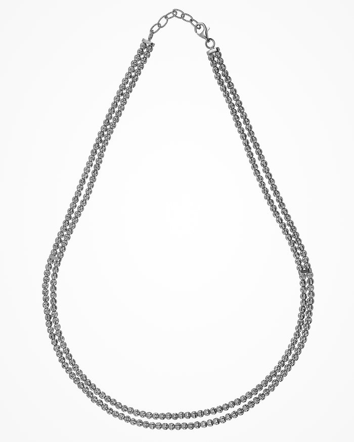 Collana in argento Crystal a 2 file small placcata gun metal