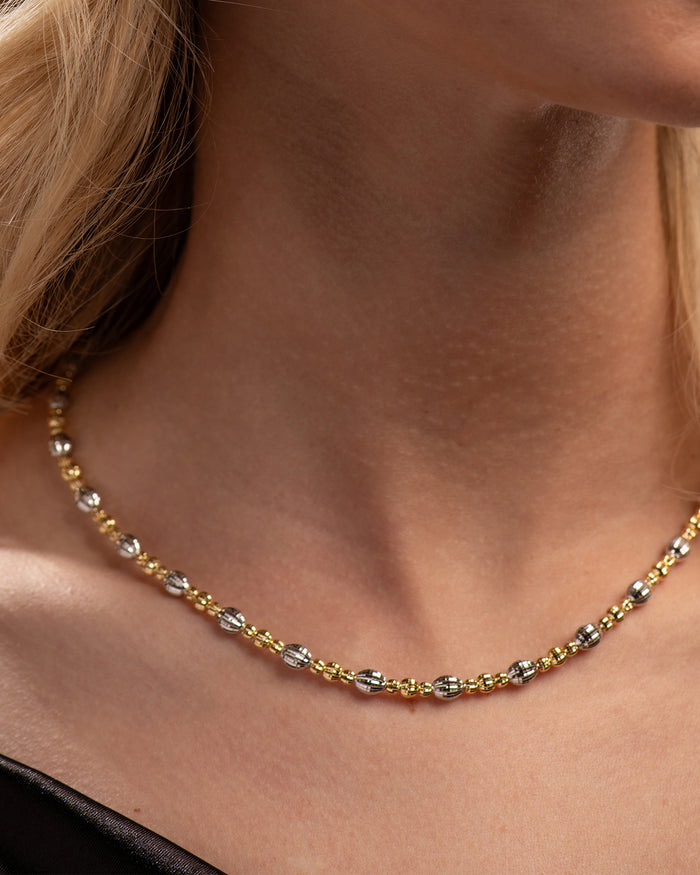 Collana Crystal 3 elementi in argento placcato oro giallo e rodio