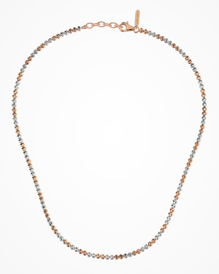 Collana Crystal 3 in argento placcata oro rosa e rodio