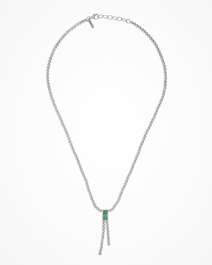 Collana in argento Crystal Color placcato rodio con zirconi verdi