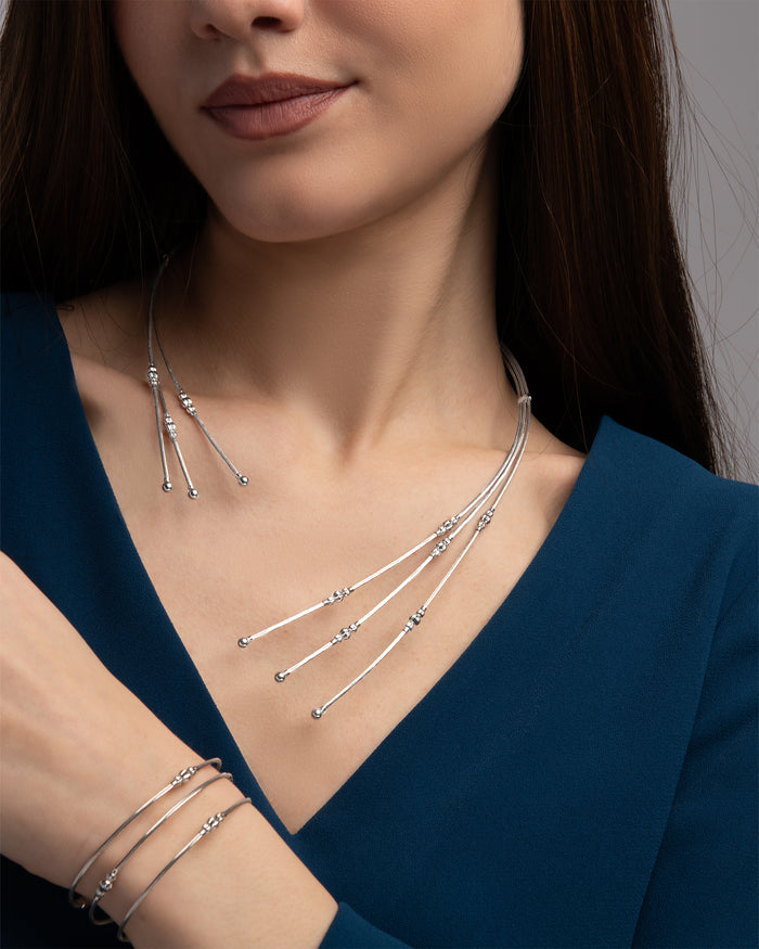 Collana in argento Crystal Flexi placcata rodio
