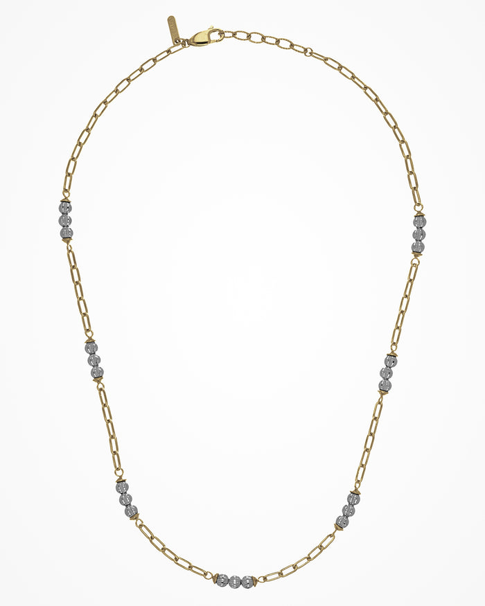 Collana Crystal Nova in argento con cristalli, placcata rodio e oro giallo, design elegante con elementi luminosi e dettagli contrapposti