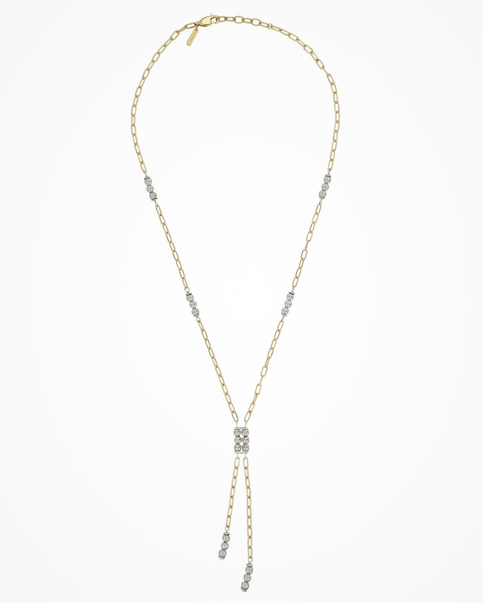 Collana Crystal Nova in argento con cristalli, placcata rodio e oro giallo, design elegante con elementi luminosi e dettagli contrapposti