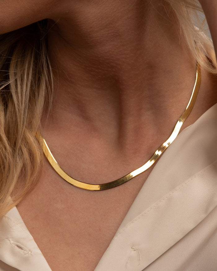 Collana Herringbone in argento placcata oro