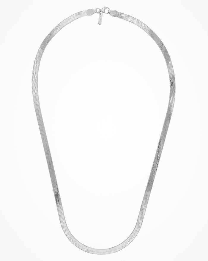 Collana Herringbone in argento placcata rodio