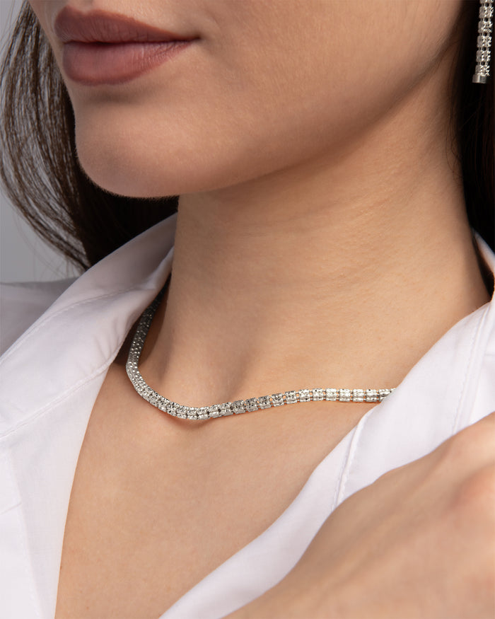 Collana Infinity World in argento placcata rodio