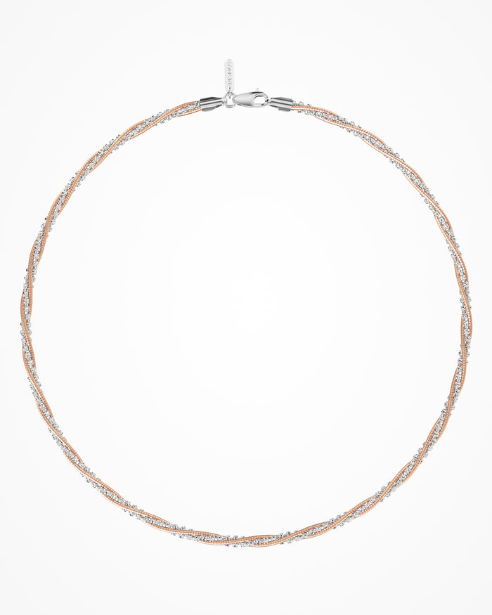 Collana Spring Circle in argento placcato oro rosa e rodio