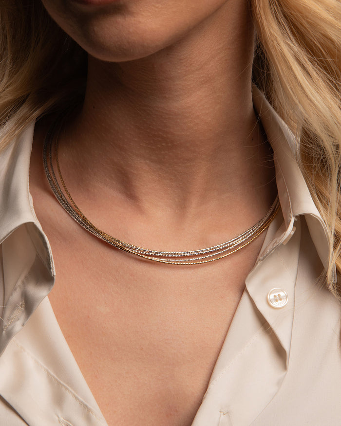 Collana in argento Spring Line placcata rodio e oro giallo
