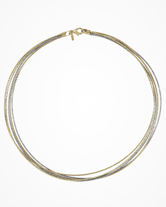Collana in argento Spring Line placcata rodio e oro giallo
