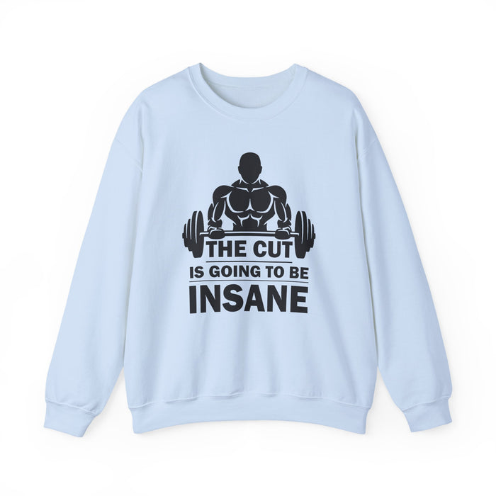 Confident Cut-Mode design on a casual crewneck sweatshirt