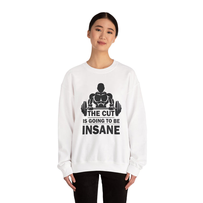 Confident Cut-Mode design on a casual crewneck sweatshirt