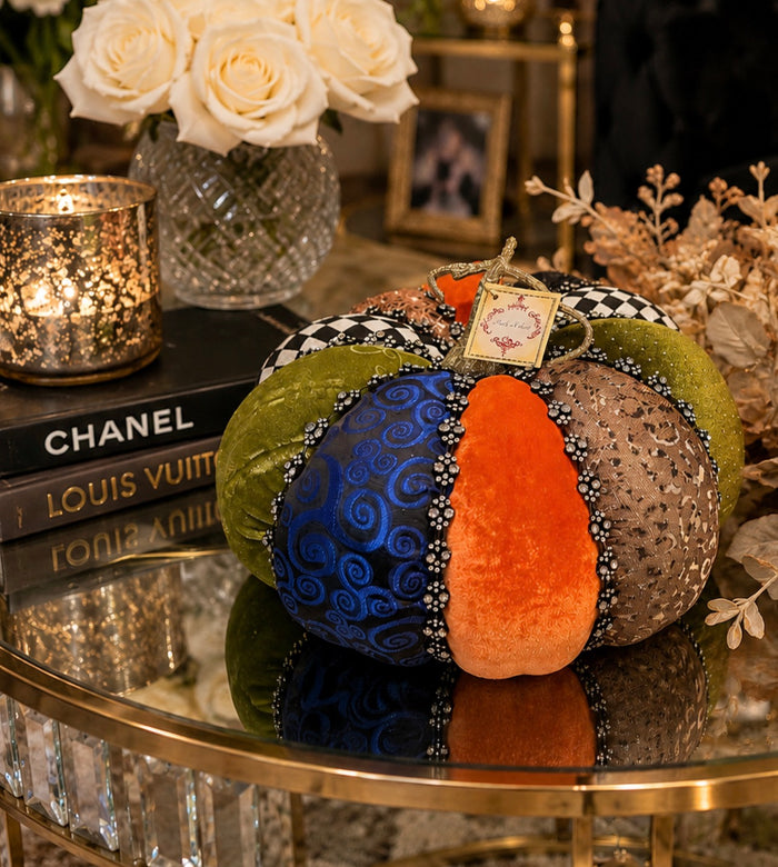 Couture Patchwork Pumpkin with Bling Trim Mark Roberts