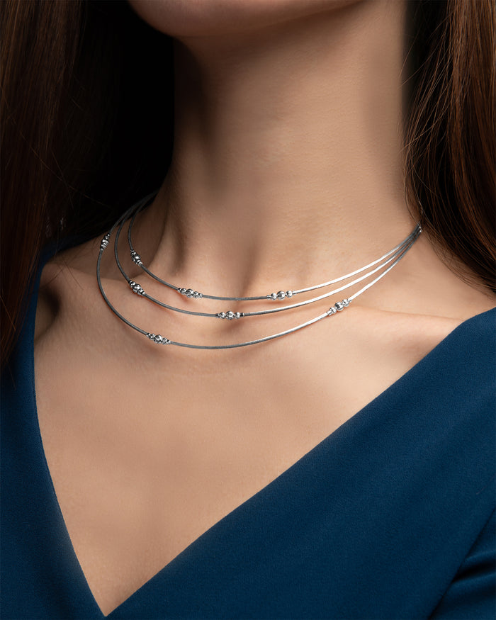 Collana Crystal Flexi in argento placcata rodio