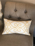 Custom Gold & Off White Linen Rectangle Pillow with Design