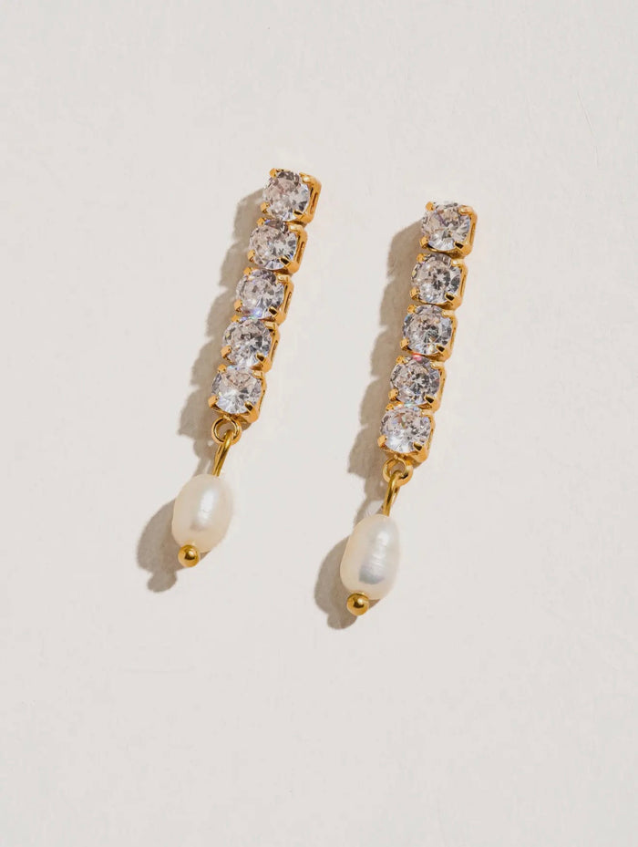 CZ Pearl Drop Earrings