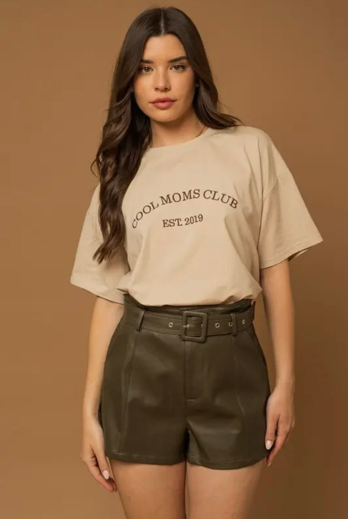 Dark Olive Pleather Shorts