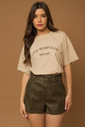Dark Olive Pleather Shorts