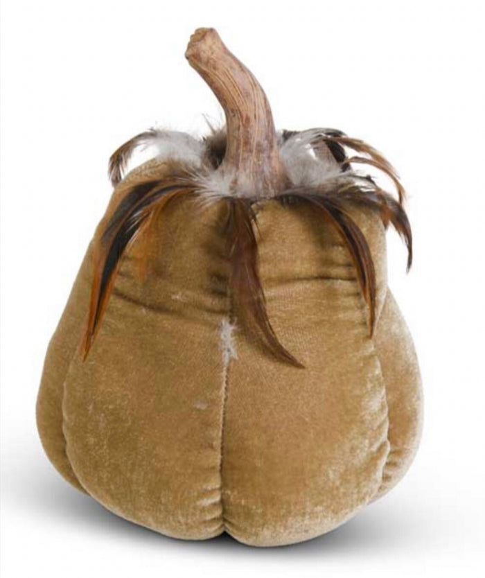 Dark Tan Velvet Bean Plush Gourd with Feathers