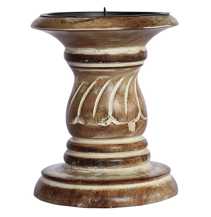 Distressed Wood Candle Holder