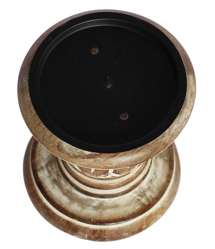 Distressed Wood Candle Holder