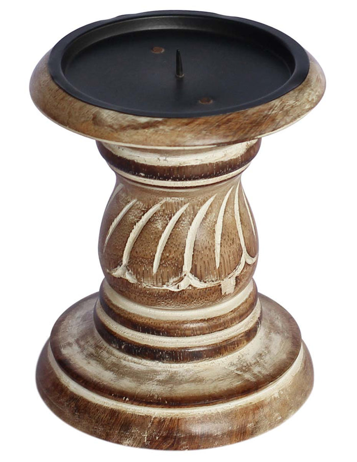 Distressed Wood Candle Holder