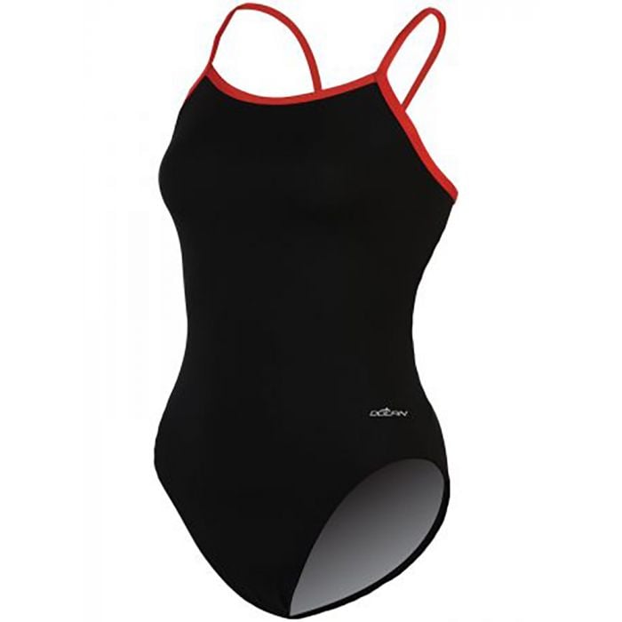 Dolfin Reliance Varsity String Back One Piece black red