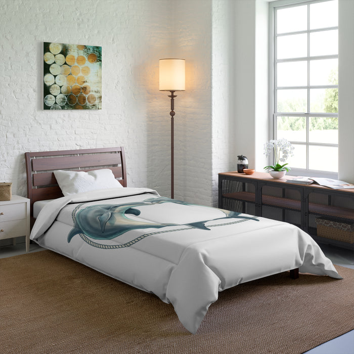Dolphin Heart Comforter - Nautical Sea Life Bedding