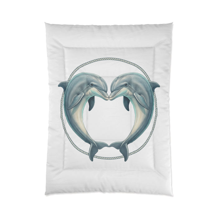 Dolphin Heart Comforter - Nautical Sea Life Bedding