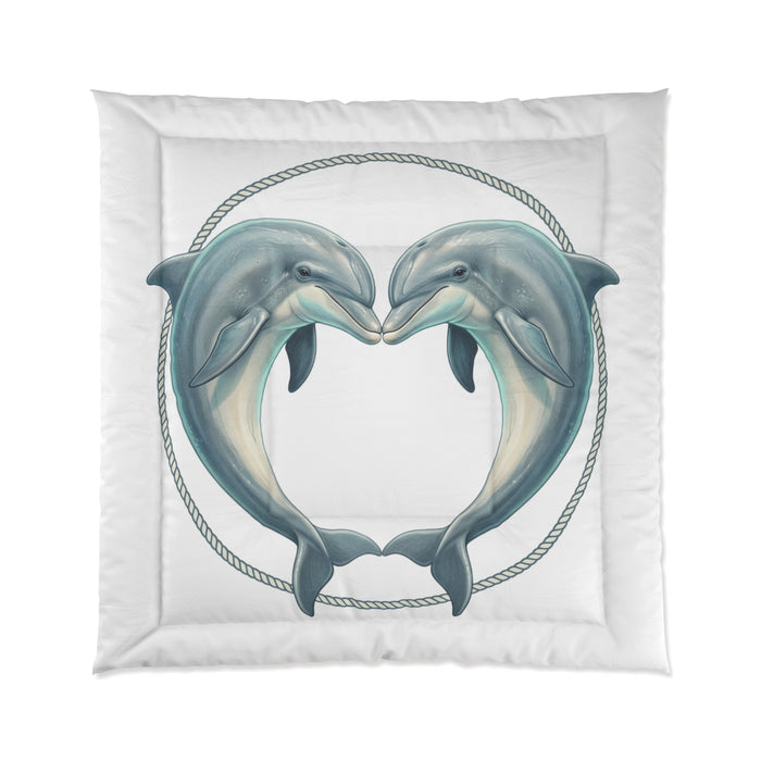 Dolphin Heart Comforter - Nautical Sea Life Bedding