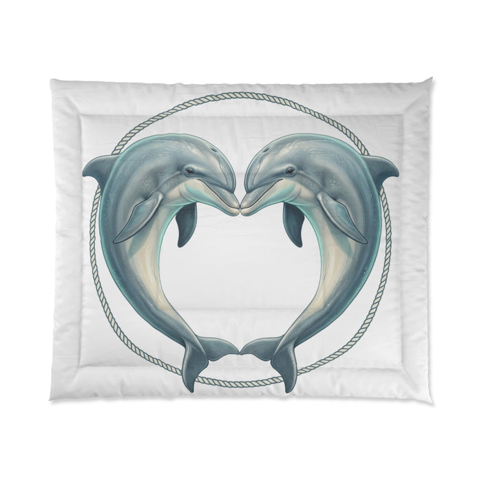 Dolphin Heart Comforter - Nautical Sea Life Bedding