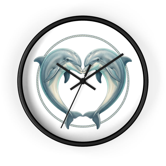 Dolphin Heart Wall Clock — Nautical Coastal Decor for Beach Lovers