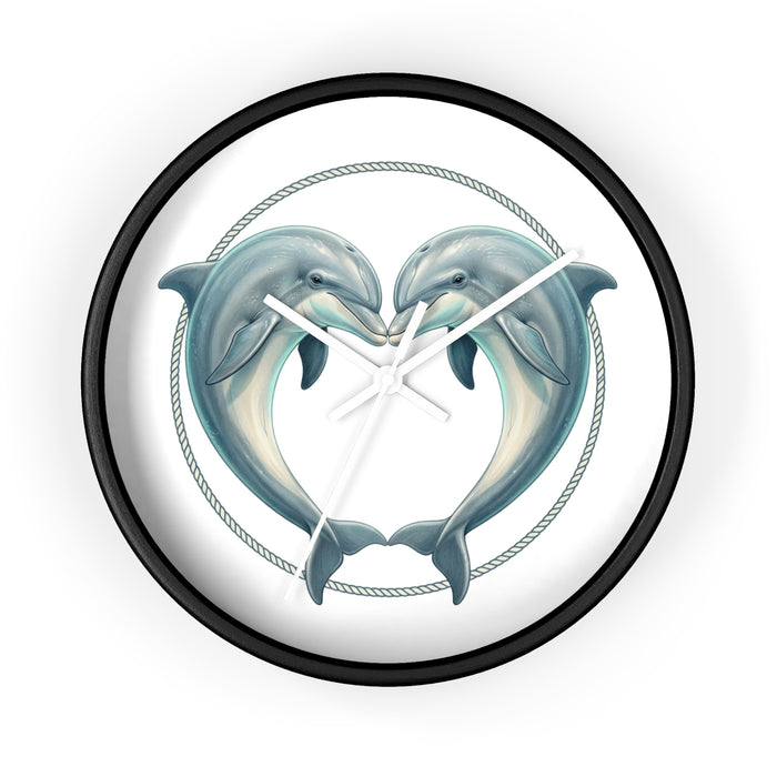 Dolphin Heart Wall Clock — Nautical Coastal Decor for Beach Lovers