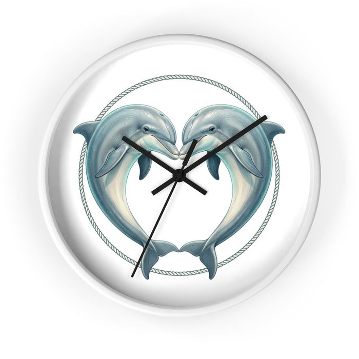 Dolphin Heart Wall Clock — Nautical Coastal Decor for Beach Lovers