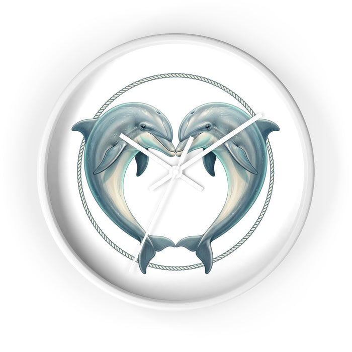 Dolphin Heart Wall Clock — Nautical Coastal Decor for Beach Lovers