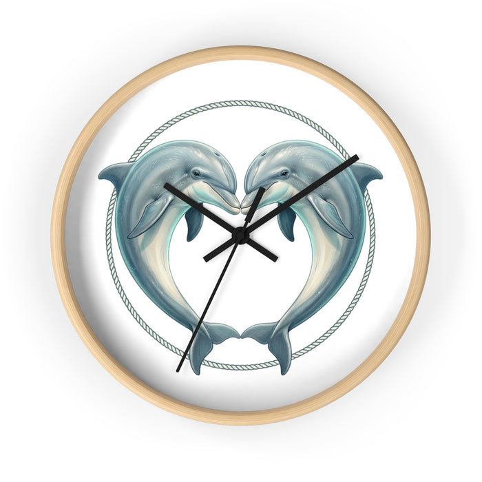 Dolphin Heart Wall Clock — Nautical Coastal Decor for Beach Lovers