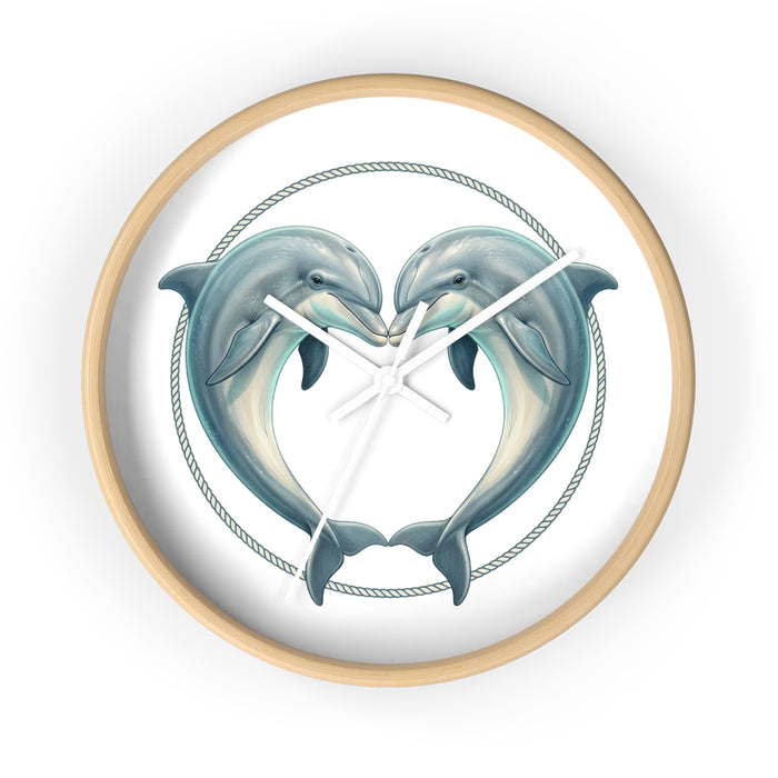 Dolphin Heart Wall Clock — Nautical Coastal Decor for Beach Lovers