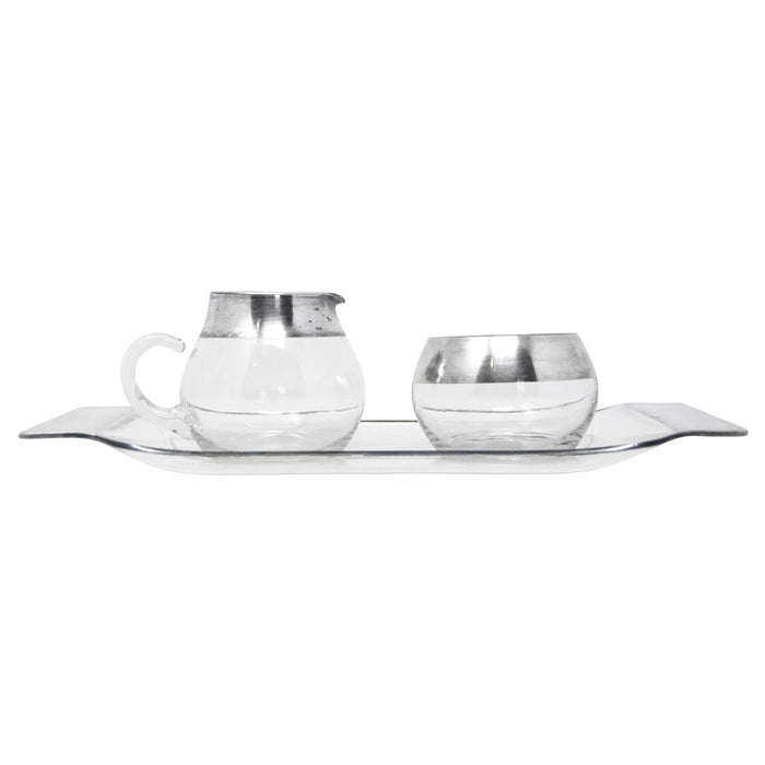 Vintage Dorothy Thorpe Sterling Silver Band Tray Set Front | The Hour Shop