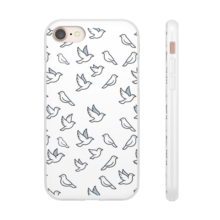 Dove Pattern Flexi Phone Case — Minimal White Bird Protective Case