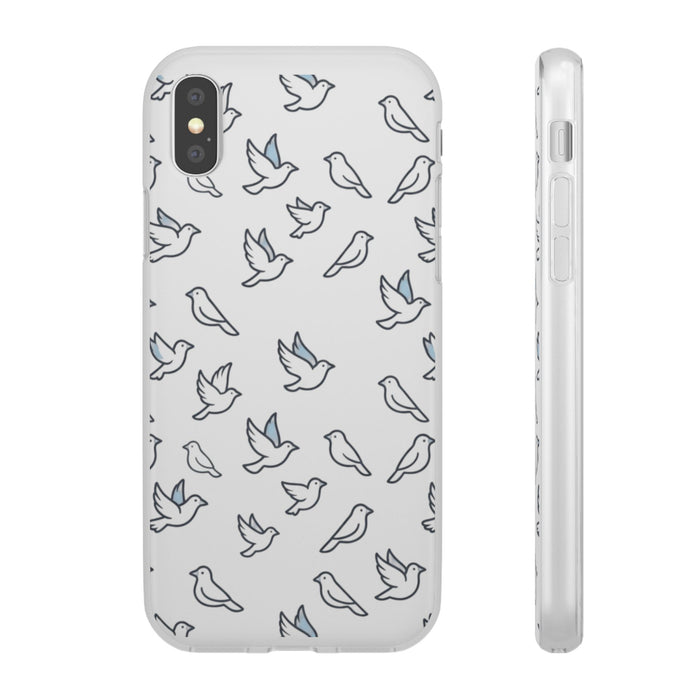 Dove Pattern Flexi Phone Case — Minimal White Bird Protective Case